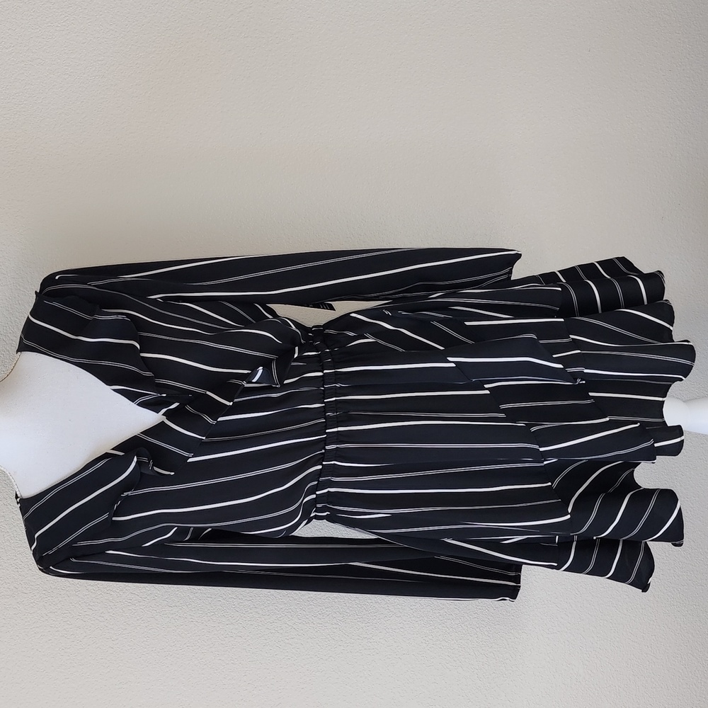 NWT Express Sexy & Elegant Black & White Striped Long Sleeve Dress. Best Offer